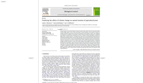 Predicting the effects of climate change on natural enemies of agricultural pests
